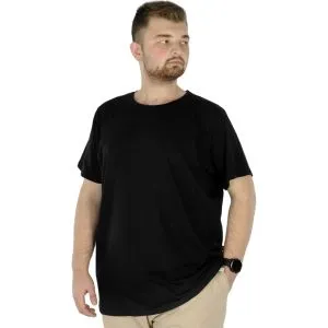 Büyük Beden Likralı T-shirt Bisiklet Yaka 20149 Siyah