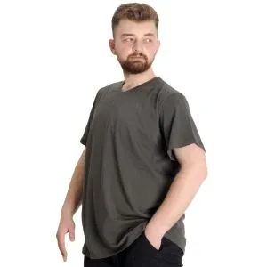 Büyük Beden T-Shirt V Yaka Likralı 20150 Haki