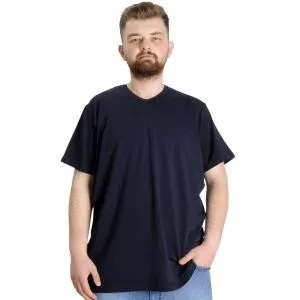 Büyük Beden T-Shirt V Yaka Likralı 20150 Lacivert