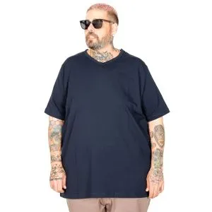 Büyük Beden T-Shirt V Yaka Likralı 20150 Lacivert
