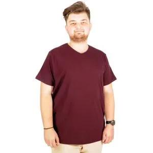 Büyük Beden T-Shirt V Yaka Likralı 20150 Mürdüm