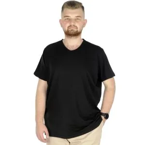 Büyük Beden T-Shirt V Yaka Likralı 20150 Siyah