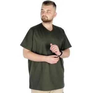 Big Size Mens Basic T-shirt V Collar 20032 Khaki