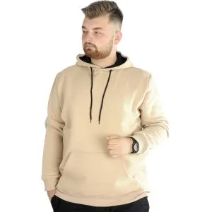 Big Tall Men Hooded Sweatshirt Basic 20562 Beige
