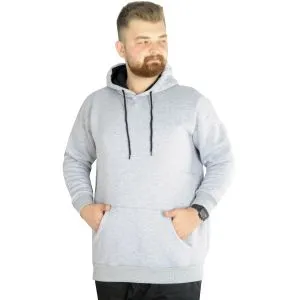 Big Tall Men Hooded Sweatshirt Basic 20562 Gray Melange