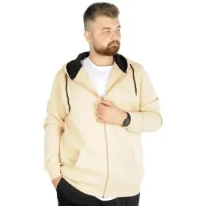 Big Tall Men s Sweatshirt with Hooded Pocket Zippered 20543 Beige