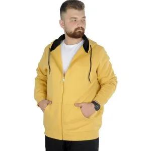 Big Tall Men s Sweatshirt with Hooded Pocket Zippered 20543 Mustard
