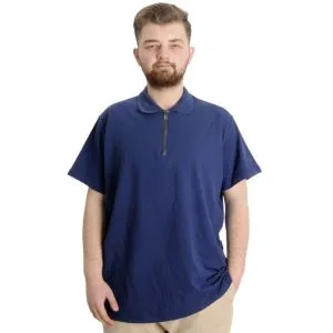 T-shirt Polo Likralı Fermuarlı Yaka 21029 İndigo