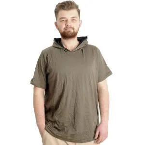 Big Size Mens T-Shirt Hood Collar 21115 Khaki