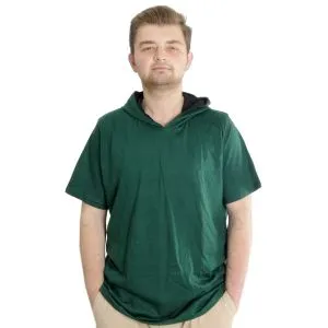 Büyük Beden Oversize Tshirt Bisiklet Yaka Kapşon Basic 21115 Nefti