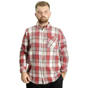 Büyük Beden Erkek Gömlek Tek Cep Oduncu 21394 Lacivert-Hardal