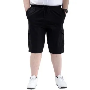 Büyük Beden Erkek Kapri Kargo Cepli Beli Bağlamalı VALENCIA 21404 Siyah