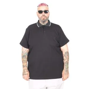 Men s Polo T shirt Pocket Lycra Single Jersey 21558 Black