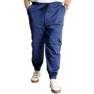 Büyük Beden Pantolon Keten Kargo Jogger 21911 İndigo