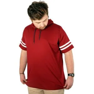 Big-Tall Men Hooded T-Shirt with Round Collar Double Lane 21123 Burgundy