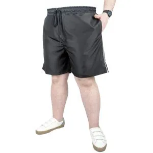 Big-Tall Men Swim Shorts White Line 21451 Black