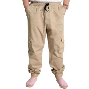 Big Size Men Linen Cargo Jogger Valencia 21911 Beige