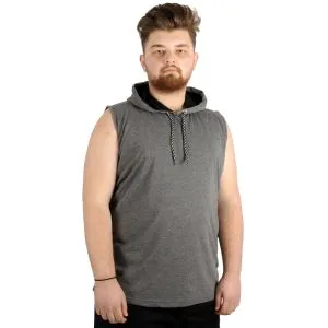 Big-Tall Men Sleeveless Hooded T-Shirt Basic 21125 Antramelange