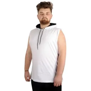 Big-Tall Men Sleeveless Hooded T-Shirt Basic 21125 White