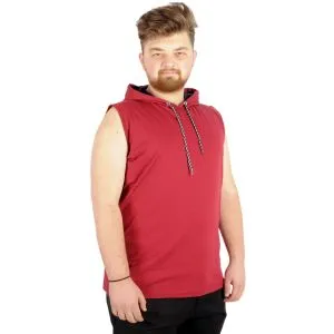 Big-Tall Men Sleeveless Hooded T-Shirt Basic 21125 Burgundy