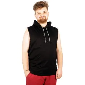Big-Tall Men Sleeveless Hooded T-Shirt Basic 21125 Black