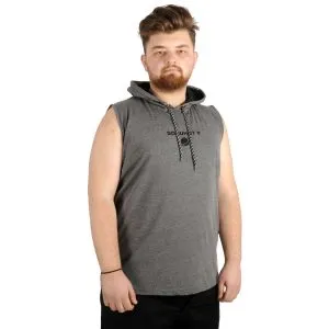 Big-Tall Men Sleeveless Hooded T-Shirt So What? 21126 Antramelange