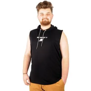 Big-Tall Men Sleeveless Hooded T-Shirt So What? 21126 Black