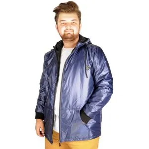 Big-Tall Mens Hooded Basic Wind Jacket 21070 Navy Blue