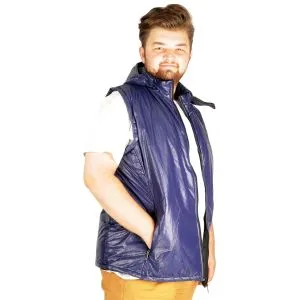 Big Size Mens Seasonal Hooded Vest 21610 Navy Blue