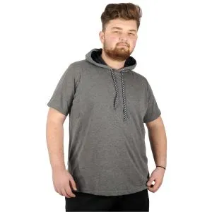 Big-Tall Men Oversize Hooded Basic T-Shirt Round Collar 21115  Anthracite