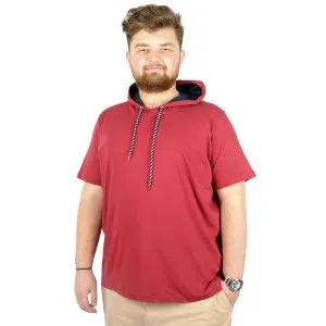 Big-Tall Men Hooded T-Shirt Round Collar Basic 21115 Burgundy