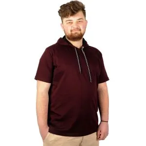 Big-Tall Men Oversize Hooded Basic T-Shirt Round Collar 21115 Plum