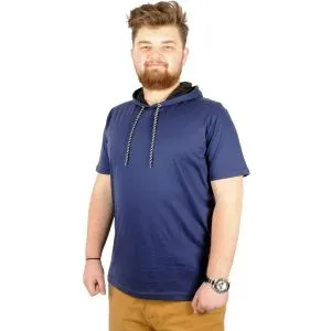 Big-Tall Men Hooded T-Shirt Round Collar Basic 21115 Indigo