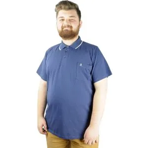 Men s Polo T shirt Pocket  Lycra Single Jersey 21558 Indigo Blue