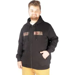 Big Tall Men Sweat California with Hooded Zippered 21517 Black