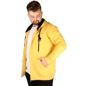 Big Tall Men s Sweatshirt with Hooded Pocket Zippered 21510 Mustard