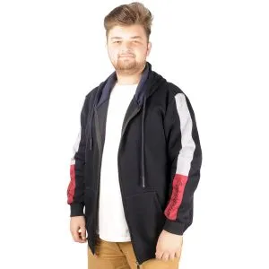 Big Tall Men s Sweatshirt with Hooded Pocket Zippered 20543 AnthraMelange Gray Color