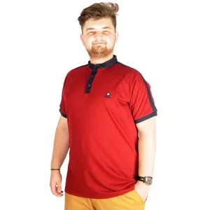 Big Size Men T-Shirt Short Sleeve Band Collar 21556  Burgundy