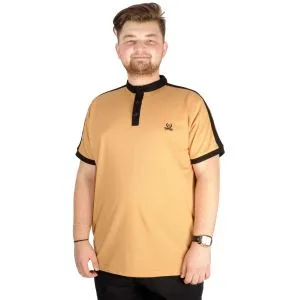Big Size Men T-Shirt Short Sleeve Band Collar 21556 Mustard