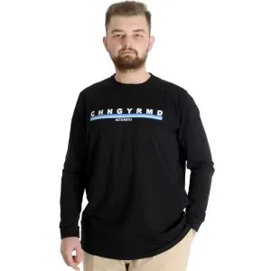 Big Tall Mens T-shirt Long Sleeve Chngyrmd 22100 Black