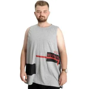 Big Size Mens Tshirt Active 22131 Grey Melange