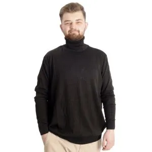 Büyük Beden Erkek Kazak Balıkçı Yaka 22205 Kahverengi