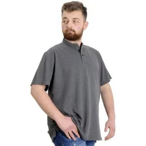 Büyük Beden Erkek T-shirt Hakim Yaka MD LOGO 22326 Antramelanj