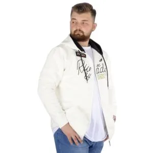 Big Tall Mens Sweatshirt Hooded Zippered Riv 22522 Ecru