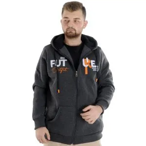 Big Tall Mens Sweatshirt Hooded Zipper Future 22535 Antramelange