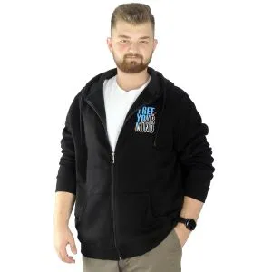 Big Tall Men s Sweat Hooded Pocket Zippered Linexpected 21521 Black