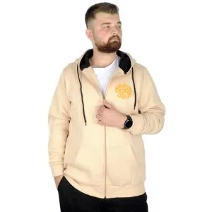 Big Tall Mens Sweatshirt Hooded Zipper Karmashek 22538 Beige