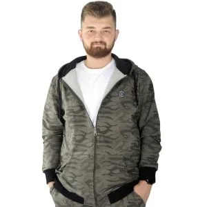 Big Tall Men s Sweat Hooded Pocket Zippered Linexpected 21521 Black