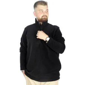 Big Tall Men Sweat Polo Neck Half Zipper Fleece 22548 Black