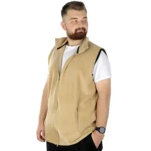 Big Tall Men Fleece Vest Stand Up Collar Zippered 22549 Beige